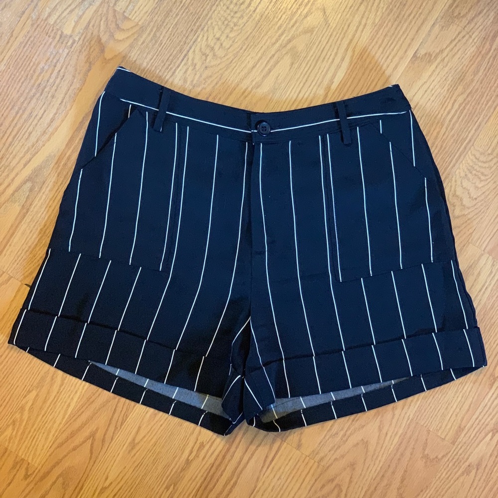 High-waisted Pinstripe Shorts